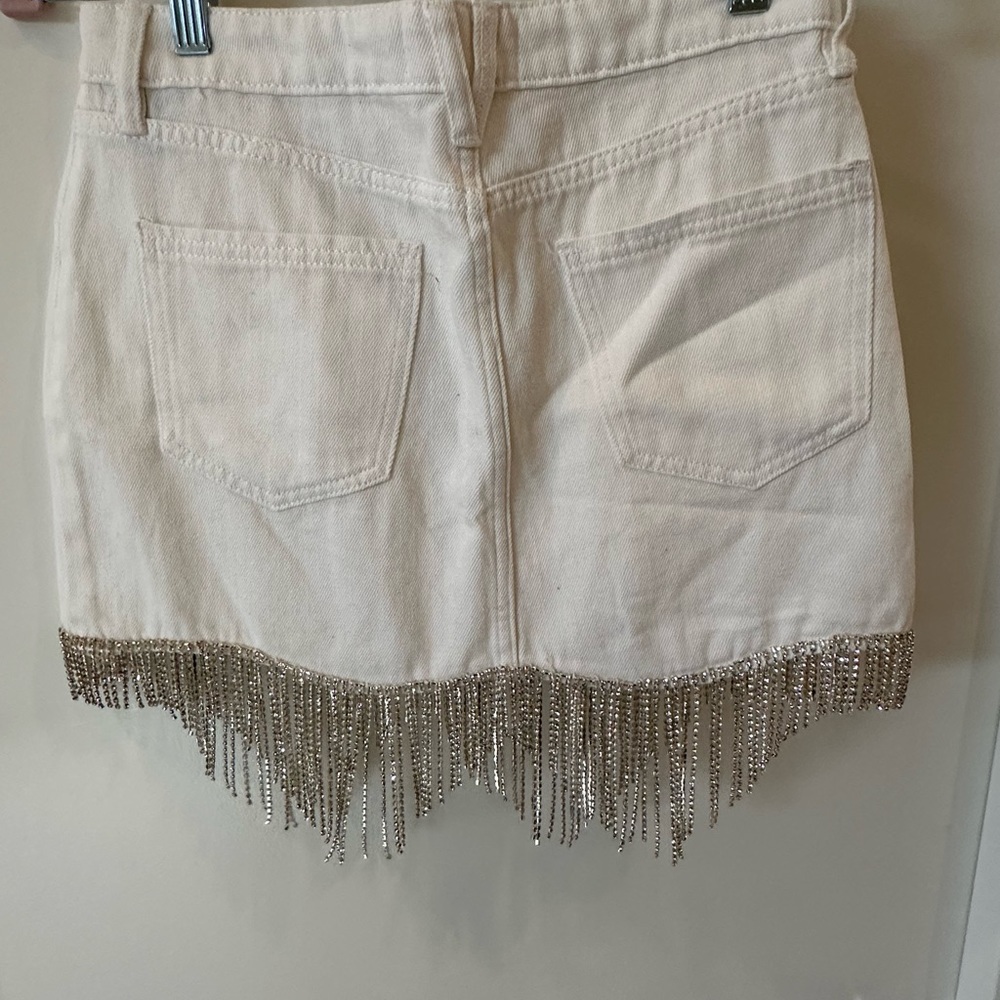 White Denim & Rhinestones Skirt! Size Small. Sterling & Stitch - Picture 9 of 9